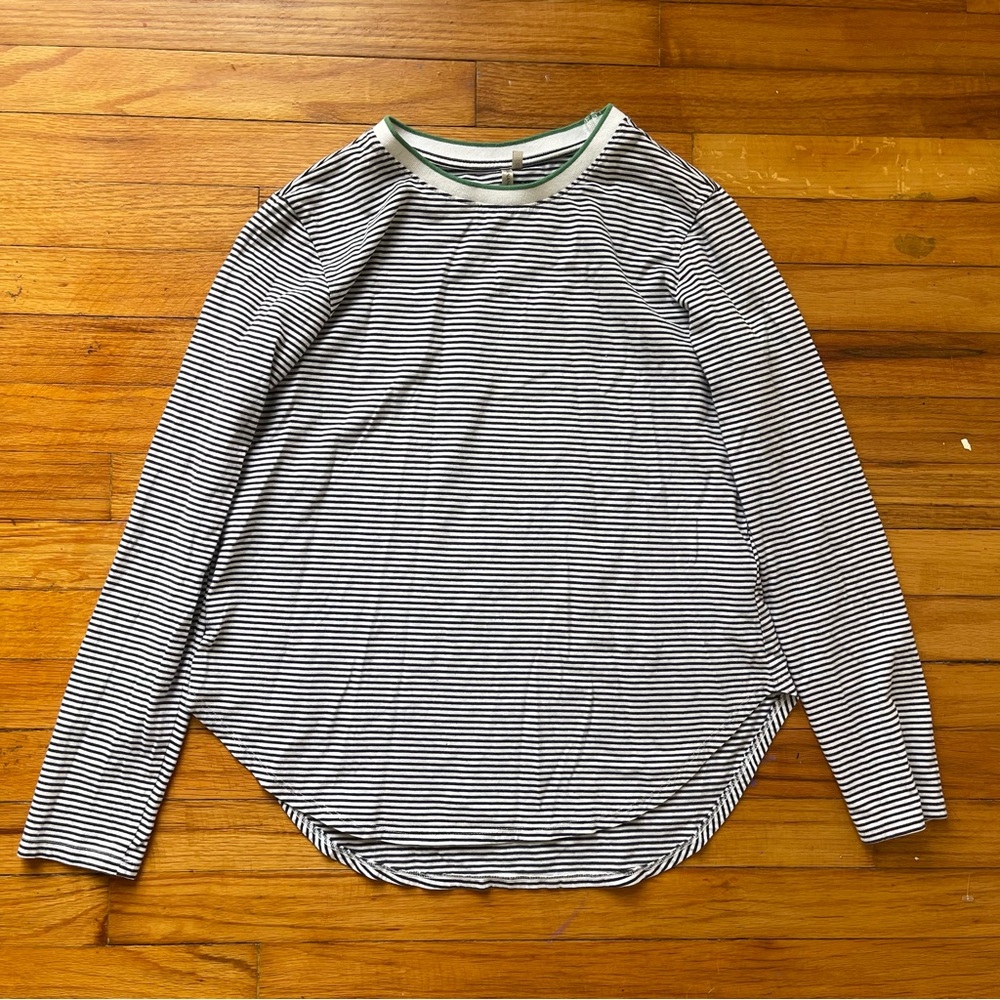 Banana Republic Black and White Striped Long Sleeve Tee